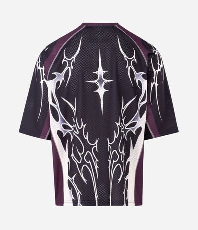 Remera Mesh Oversized con Estampa Tribal 7