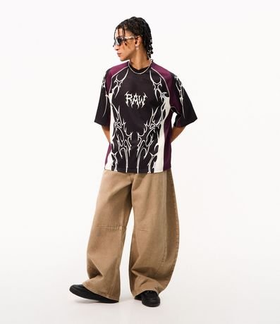 Remera Mesh Oversized con Estampa Tribal 2