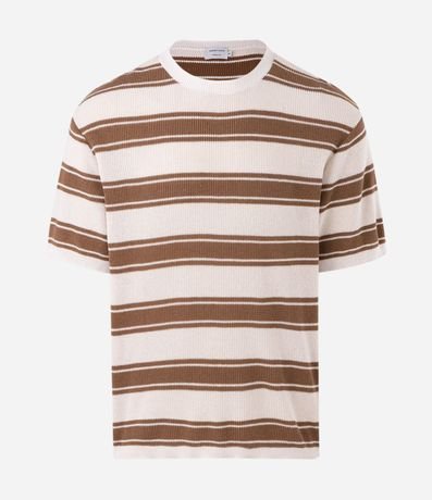 Remera Body Manga Corta con Efecto Punto y Rayas 5