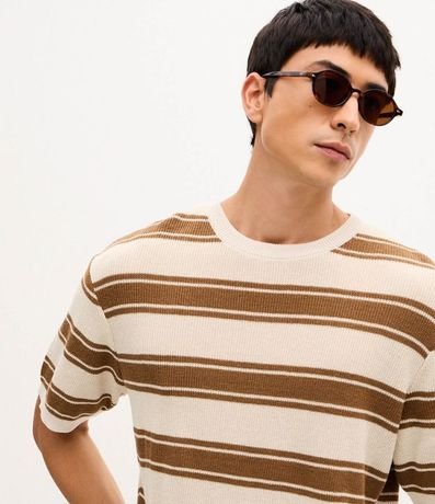 Remera Body Manga Corta con Efecto Punto y Rayas 4