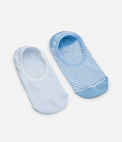 Kit 02 Medias Invisibles en Algodón con Estampado de Rayas 2