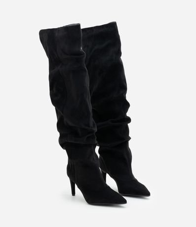 Bota Over The Knee en Gamuza con Caída Fruncida 2