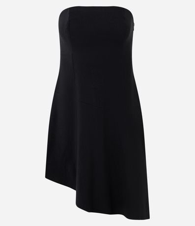 Vestido Corto sin Mangas en Viscosa con Ruedo Asimétrico