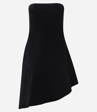 Vestido Corto sin Mangas en Viscosa con Ruedo Asimétrico 2