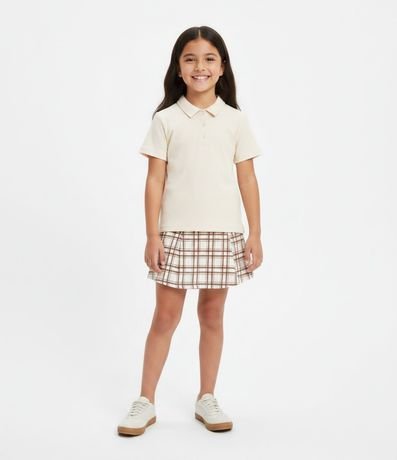 Pollera Infantil de Cuadros con Pliegues y Shorts Interno – Talle 7 a 16 años