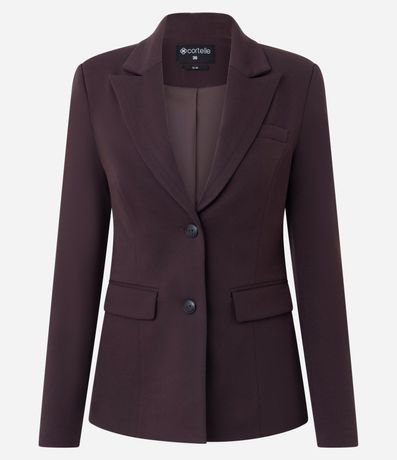 Blazer Acinturado en Punto Roma con Cuello Solapa