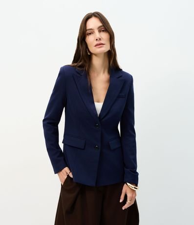 Blazer Acinturado en Punto Roma con Cuello Solapa 1