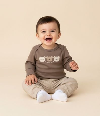 Body Infantil Manga Larga con Estampa de Ositos – Talle 0 a 18 Meses 1