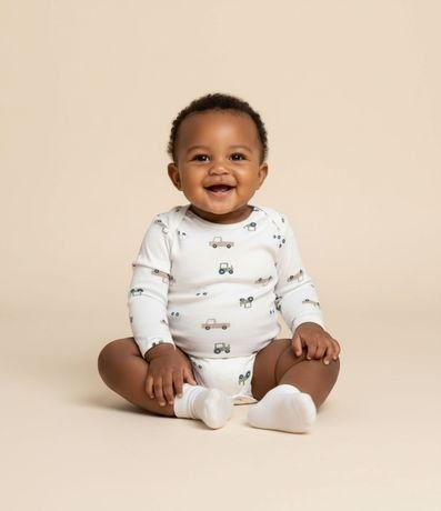 Body Infantil con Estampado Carrinhos – Talle 0 a 18 Meses