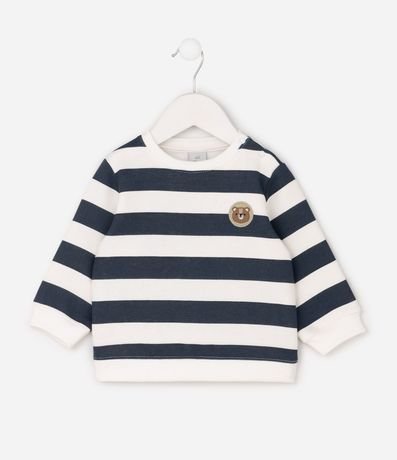 Buzo Infantil Listrado con Bordado de Osito – Talle 0 a 18 Meses 1