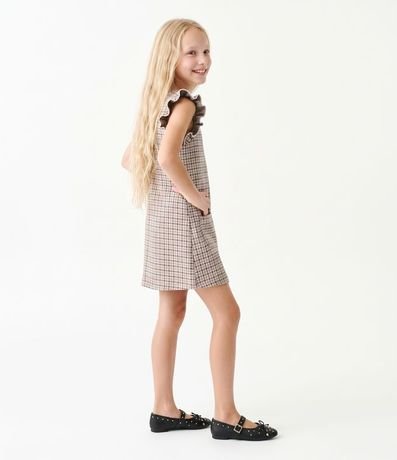Vestido Infantil en Tweed Pied de Poule sin Manga – Talle 1 a 6 años 2