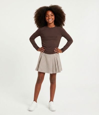 Short Pollera Infantil en Pied de Poule y Pliegues – Talle 5 a 14 años