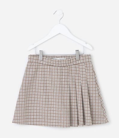 Short Pollera Infantil en Pied de Poule y Pliegues – Talle 5 a 14 a�os