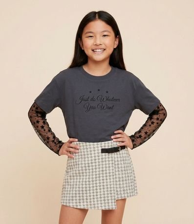 Remera Infantil con Lettering y Manga Encaje – Talle 5 a 14 años 1