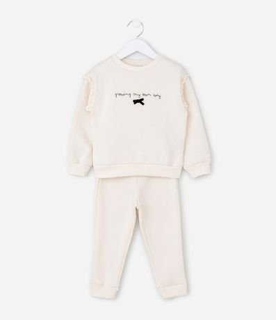 Conjunto Infantil Buzo con Encaje y Pantalón Wide en Algodón – Talle 1 a 6 años 2
