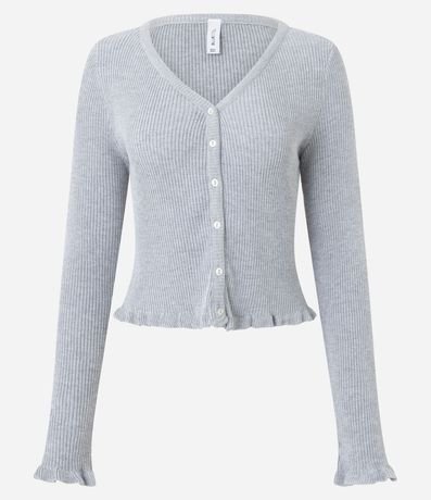 Cardigan en Punto con Punto Texturizado y Volados en el Ruedo