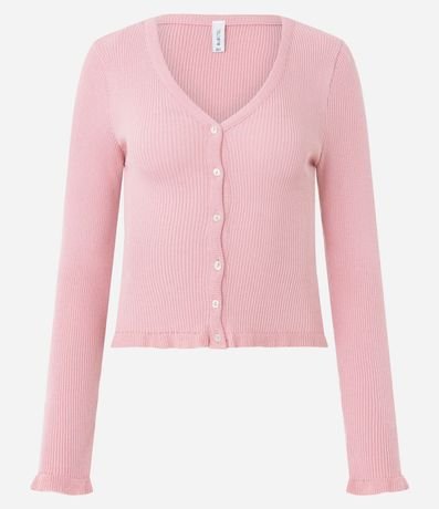 Cardigan en Punto con Punto Texturizado y Volados en el Ruedo 5