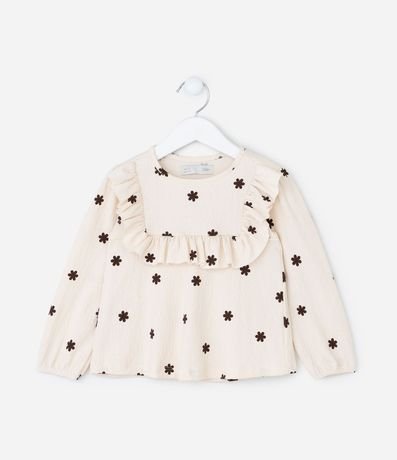 Blusa Infantil Texturizada con Volado y Estampa Floral – Talle 1 a 5/6 años 2
