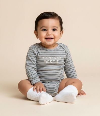 Body Infantil Listrado Mommy is My Bestie - Talle 0 a 18 Meses 5