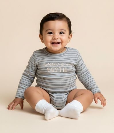 Body Infantil Listrado Mommy is My Bestie - Talle 0 a 18 Meses 4