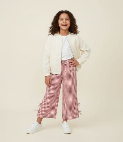 Pantalón Wide Leg Vichy Rojo- Talle 7 a 16 años