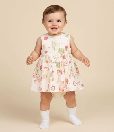 Vestido Infantil Floral Laise con Bombacha - Talle 3 a 18 Meses