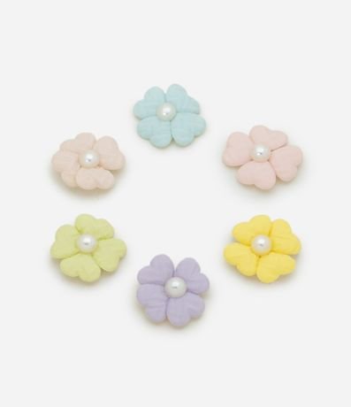 Kit 06 Pinzas para el Pelo Infantil con Flores y Perlas – Talle U