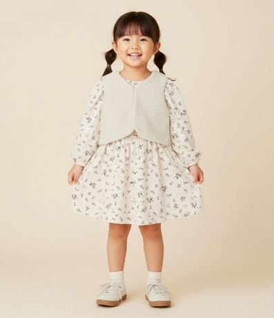 Vestido Infantil Floral con Chaleco de Pelito – Talle 1 a 6 años