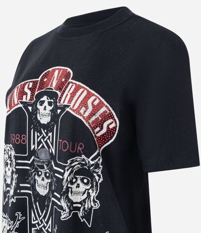 Remera Manga Corta con Estampa Guns N' Roses y Strass 2