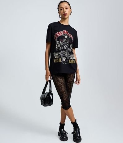 Remera Manga Corta con Estampa Guns N' Roses y Strass 2