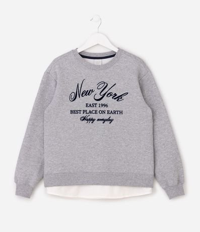 Saco Infantil Algodón con Ruedo de Camisa y Lettering - Talle 7 a 14 años 2