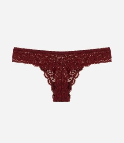 Bombacha Bikini Hilo en Encaje Floral con Moña en la Cintura 2