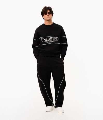 Pantalón Algodón con Piping Contrastante