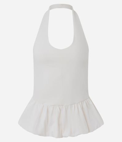 Blusa Frente Única en Algodón con Ruedo Peplum