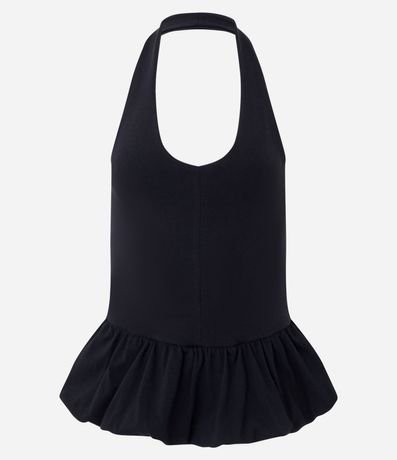 Blusa Frente Única en Algodón con Ruedo Peplum