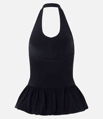 Blusa Frente Única en Algodón con Ruedo Peplum 2