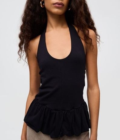 Blusa Frente Única en Algodón con Ruedo Peplum 3