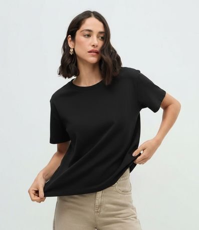 Blusa Básica con Manga Corta y Cuello Redondo