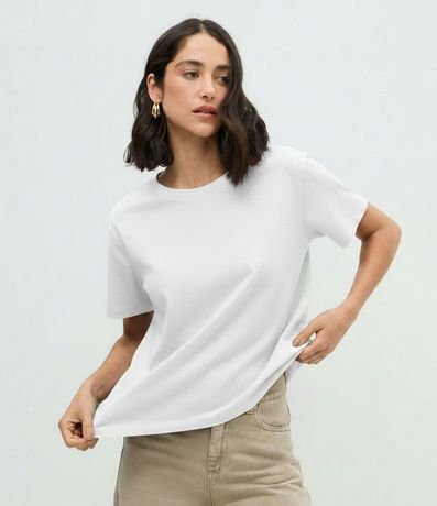Blusa Básica con Manga Corta y Cuello Redondo