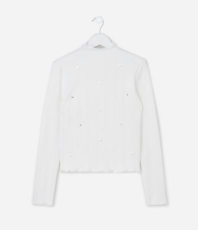 Blusa Infantil Baby Look Canelado con Remaches Corazones – Talle 7 a 16 años