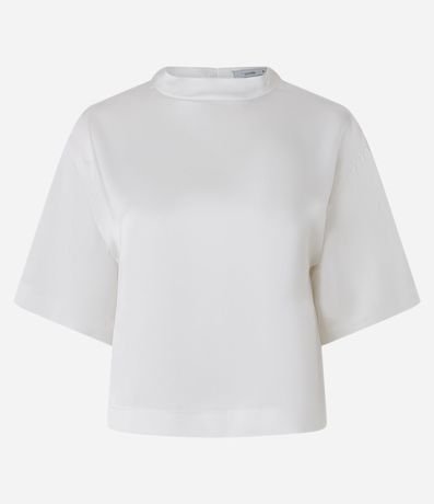 Blusa Satinada con Cuello Alto y Mangas Cortas 5
