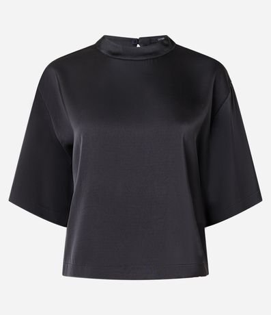 Blusa Satinada con Cuello Alto y Mangas Cortas 5
