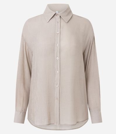 Camisa en Chalis con Manga Larga y Efecto Arrugado