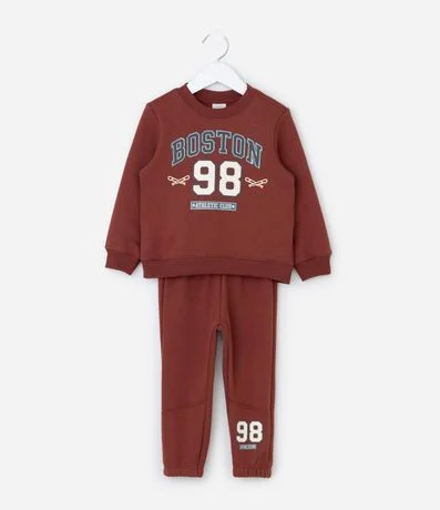 Conjunto Infantil en Algodón con Felpa Lettering – Talle 1 a 5/6 años