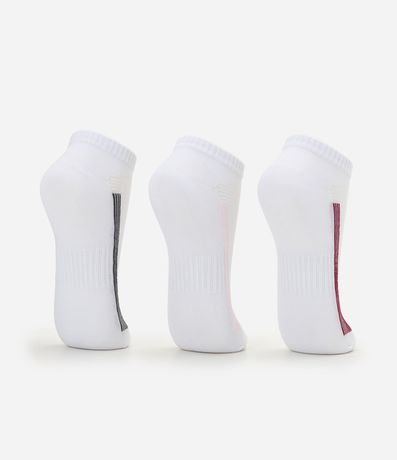 Kit 03 Medias Caña Corta Deportivas en Poliamida con Rayas 3