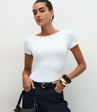 Blusa Regular en Poliamida con Escote Bote