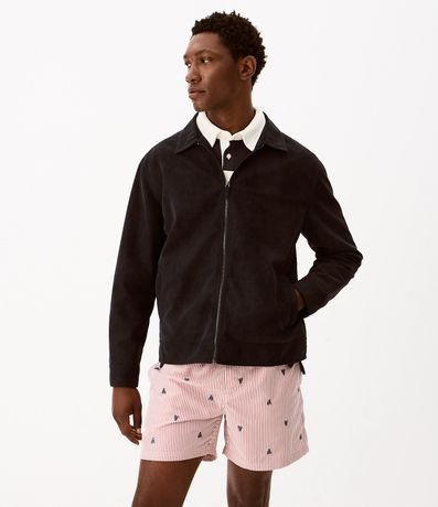 Campera Harrington en Gamuza con Cuello Inglés