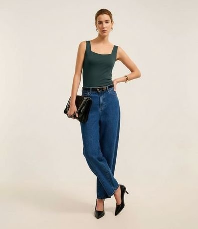 Blusa en Poliamida con Escote Cuadrado