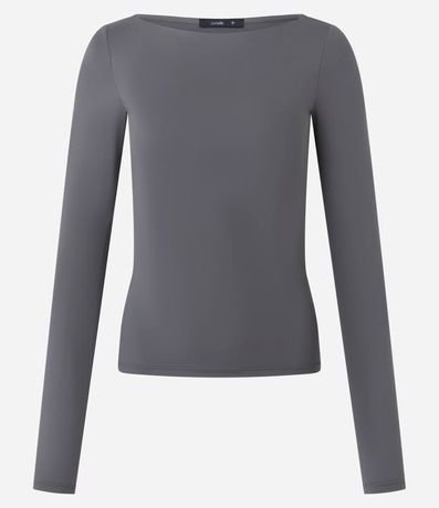 Blusa Regular en Poliamida con Escote Canoa