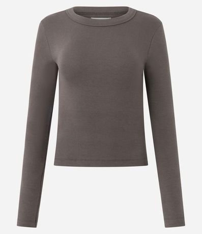 Blusa Básica Acanalada en Rib con Cuello Redondo 5
